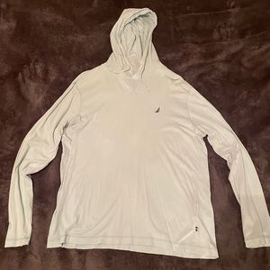 NÁUTICA mens large light blue hooded shirt